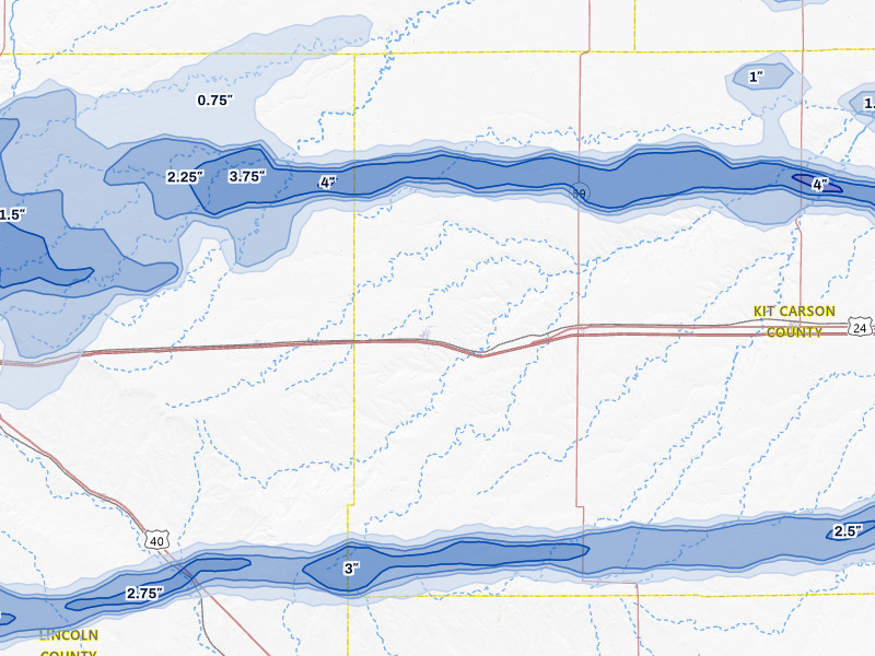 NEXRAD radar-signature map of the hail storm over Flagler, CO on Jun 8, 2026