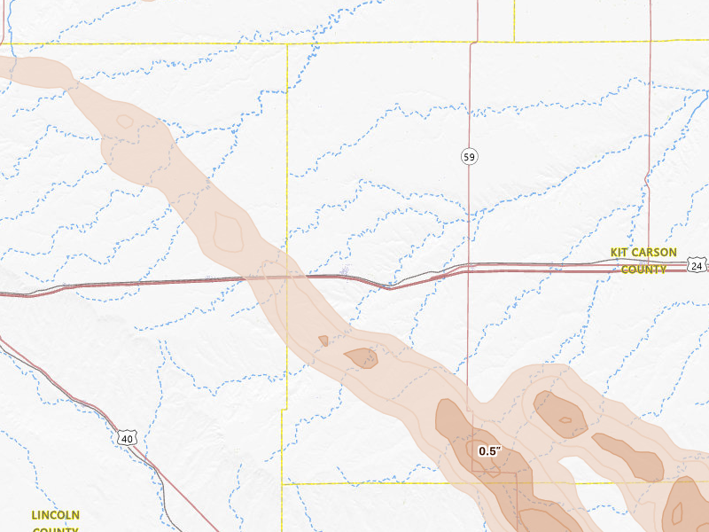 Radar-estimated hail-size map of the storm over Flagler, CO