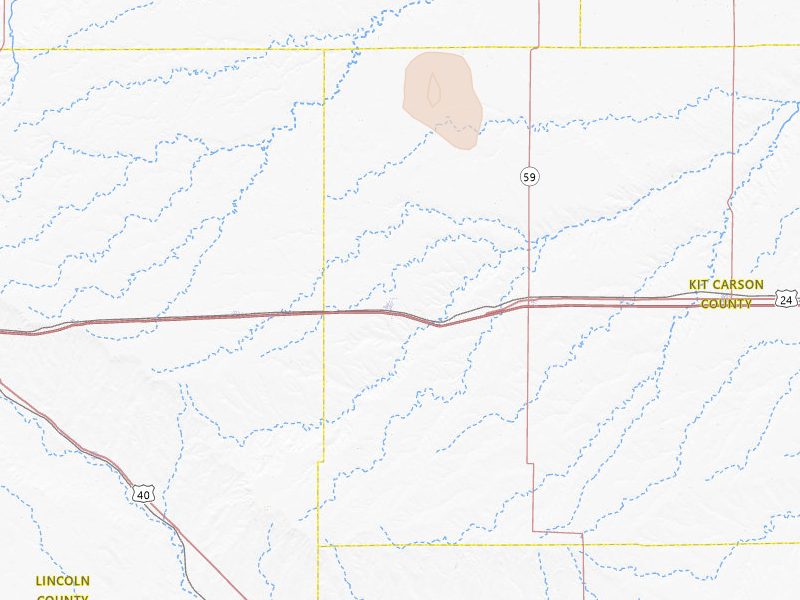 Radar-estimated hail-size map of the storm over Flagler, CO on Jun 24, 2026