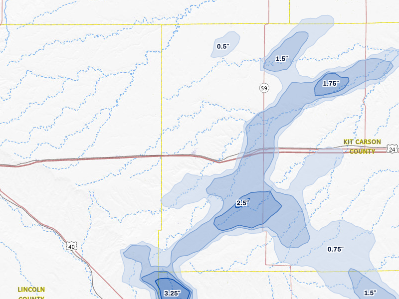 NEXRAD radar-signature map of the hail storm over Flagler, CO on Jun 26, 2026