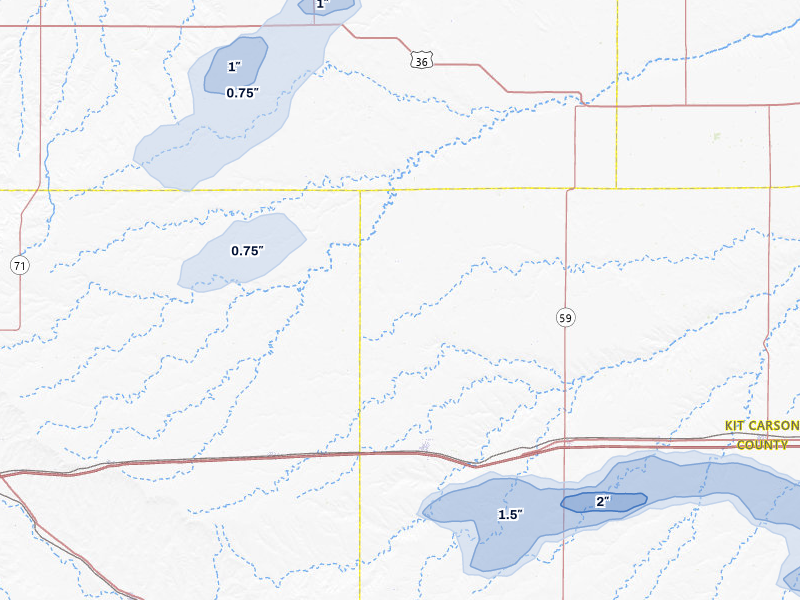 NEXRAD radar-signature map of the hail storm over Flagler, CO on Jul 7, 2026