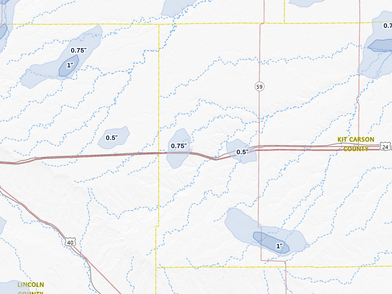 NEXRAD radar-signature map of the hail storm over Flagler, CO on Jul 9, 2026