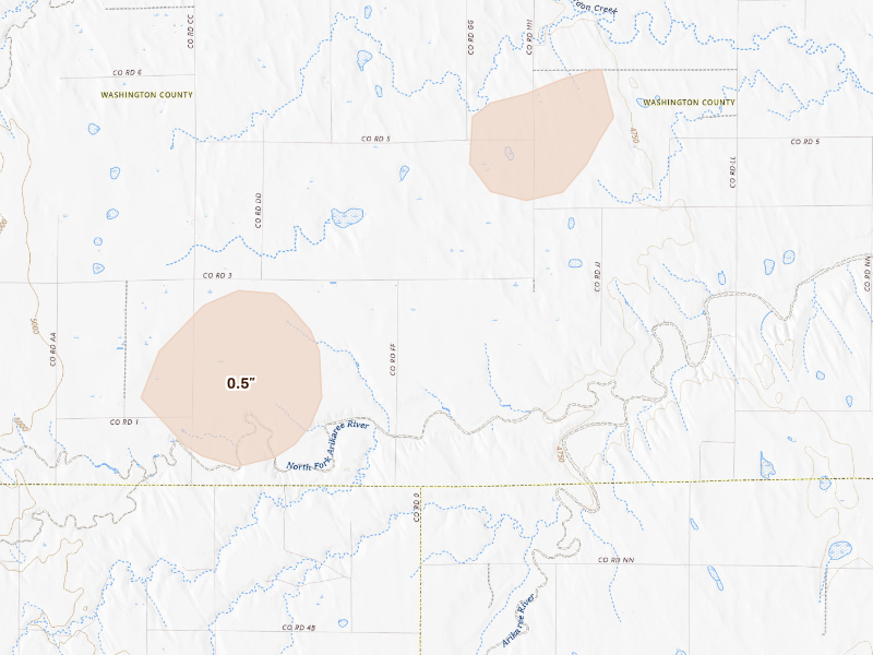 Radar-estimated hail-size map of the storm over Flagler, CO