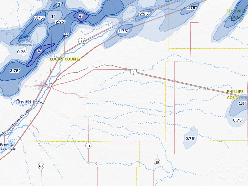 NEXRAD radar-signature map of the hail storm over Fleming, CO on Jun 30, 2026