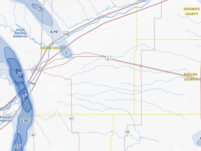 NEXRAD radar-signature map of the hail storm over Fleming, CO on Jul 28, 2026