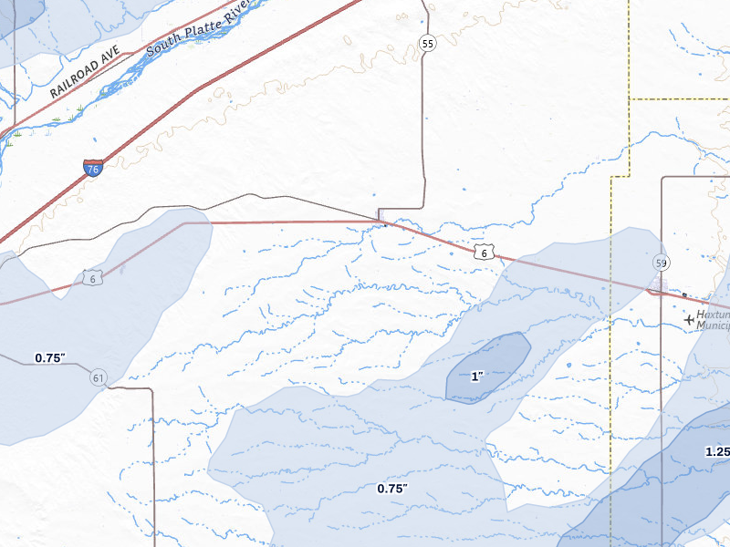 NEXRAD radar-signature map of the hail storm over Fleming, CO on Aug 12, 2026
