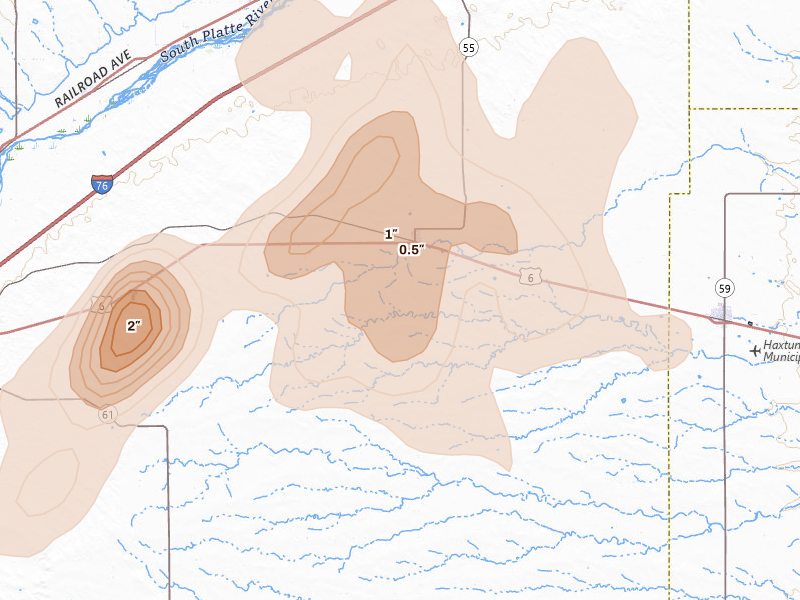 Radar-estimated hail-size map of the storm over Fleming, CO