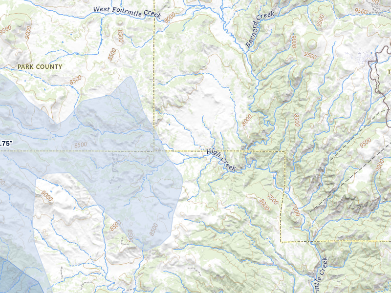 NEXRAD radar-signature map of the hail storm over Florissant, CO on Jul 31, 2026
