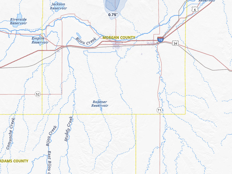 NEXRAD radar-signature map of the hail storm over Fort Morgan, CO on Jun 30, 2026