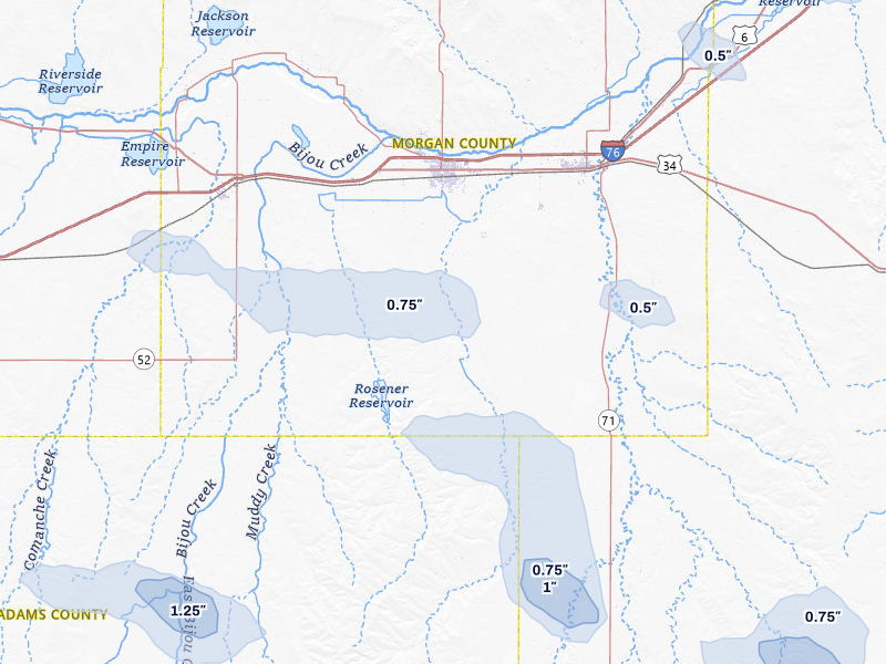 NEXRAD radar-signature map of the hail over Fort Morgan, CO