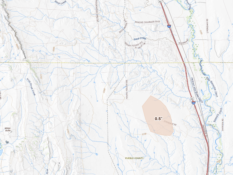 Radar-estimated hail-size map of the storm over Fountain, CO