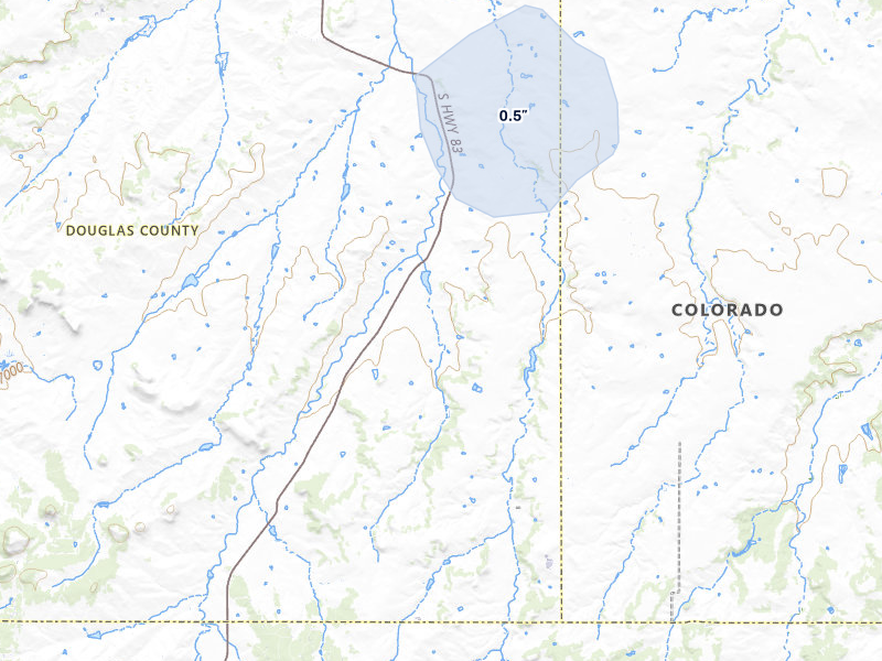 NEXRAD radar-signature map of the hail storm over Franktown, CO on Jun 25, 2026