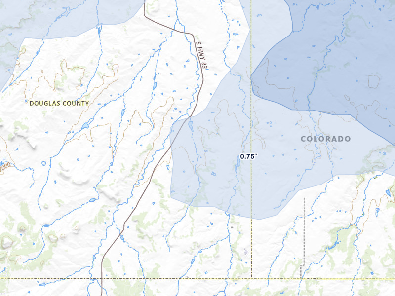NEXRAD radar-signature map of the hail storm over Franktown, CO on Jun 26, 2026