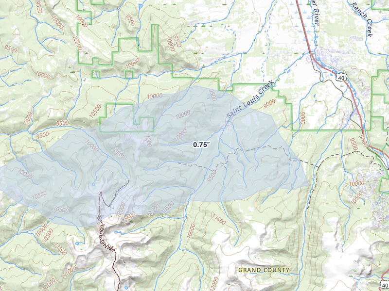 NEXRAD radar-signature map of the hail storm over Fraser, CO on Jul 27, 2026