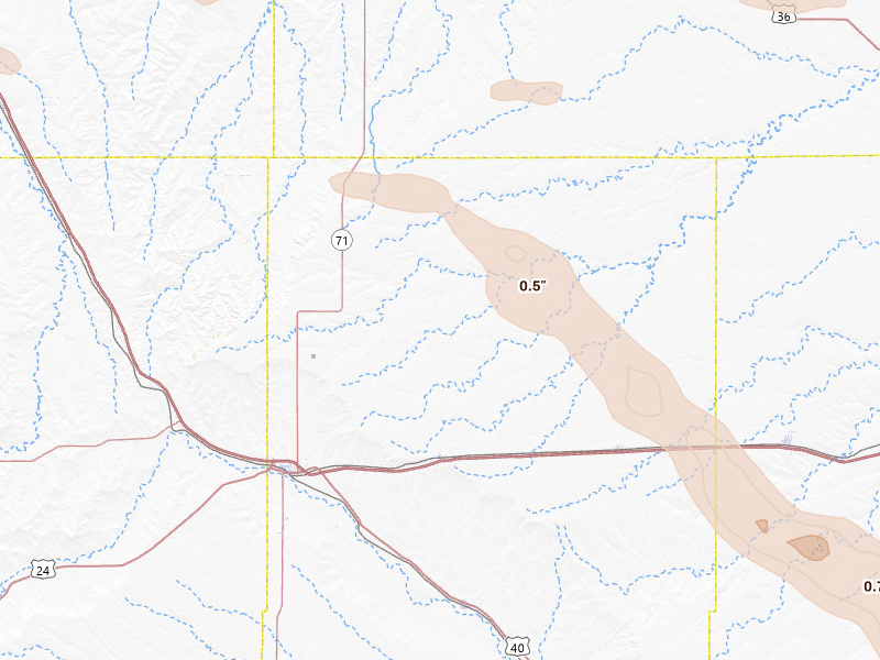 Radar-estimated hail-size map of the storm over Genoa, CO