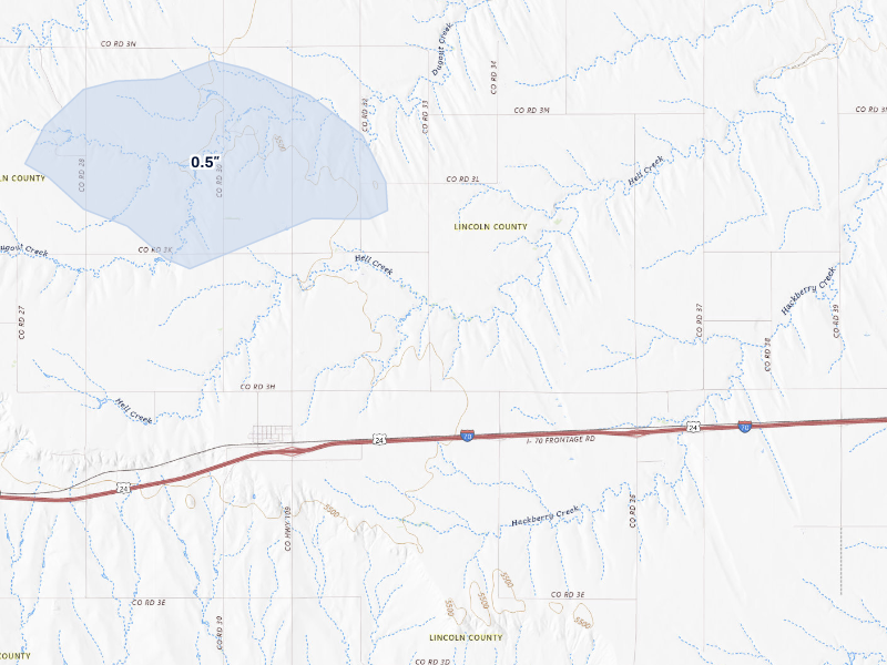 NEXRAD radar-signature map of the hail storm over Genoa, CO on Aug 18, 2026