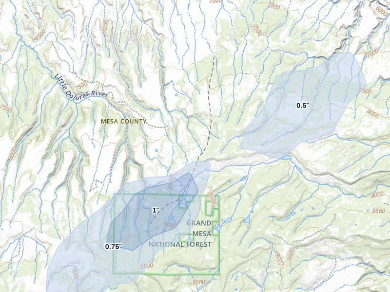 NEXRAD radar-signature map of the hail storm over Glade Park, CO on Jun 26, 2026