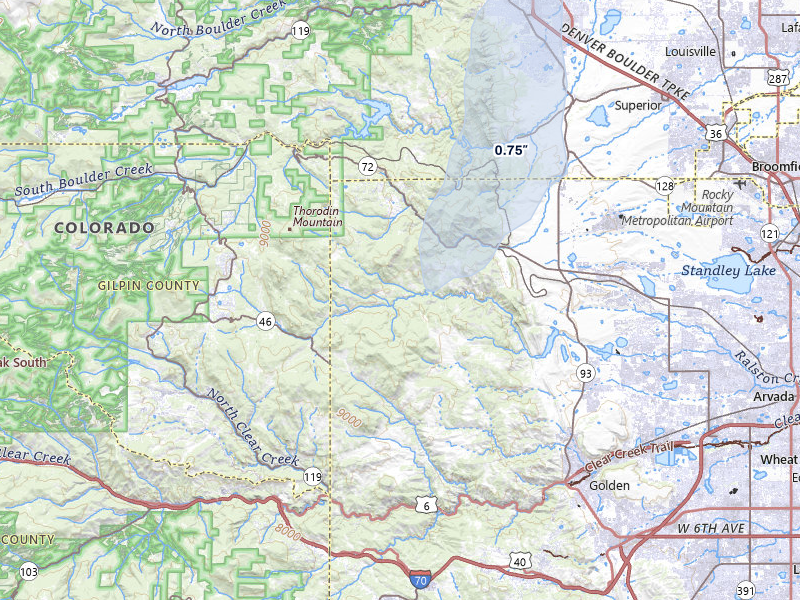 NEXRAD radar-signature map of the hail storm over Golden, CO on May 29, 2026