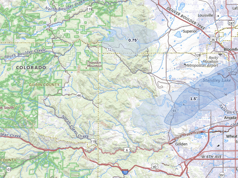 NEXRAD radar-signature map of the hail storm over Golden, CO on Jun 26, 2026