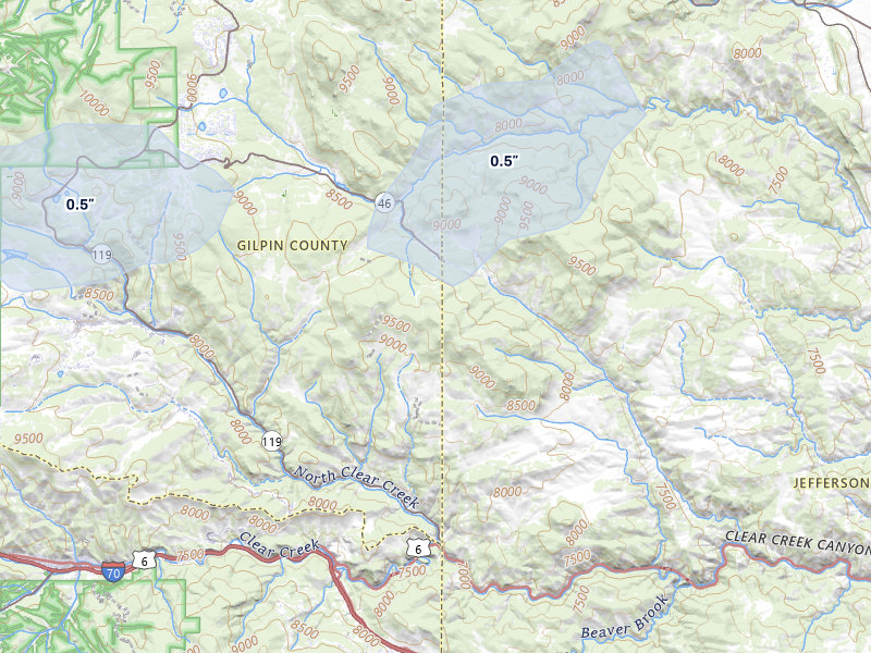NEXRAD radar-signature map of the hail storm over Golden, CO on Jul 31, 2026