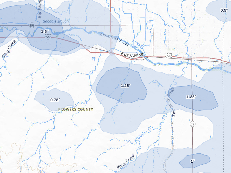 NEXRAD radar-signature map of the hail storm over Granada, CO on Jun 26, 2026