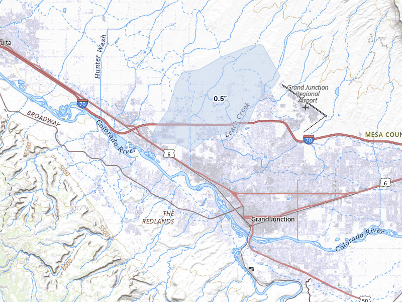 NEXRAD radar-signature map of the hail storm over Grand Junction, CO on Jun 26, 2026
