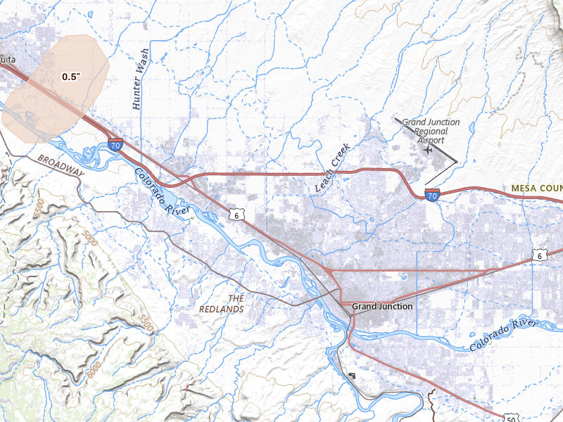 Radar-estimated hail-size map of the storm over Grand Junction, CO