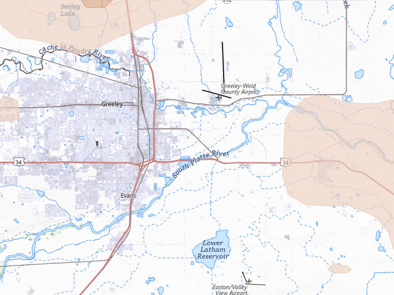 Radar-estimated hail-size map of the storm over Greeley, CO on Jun 20, 2026