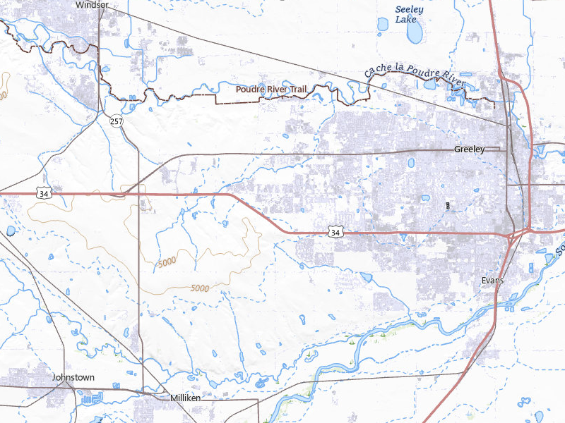 Radar-estimated hail-size map of the storm over Greeley, CO on Jul 8, 2026