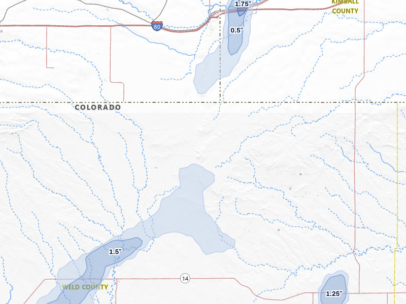 NEXRAD radar-signature map of the hail storm over Grover, CO on Jun 3, 2026