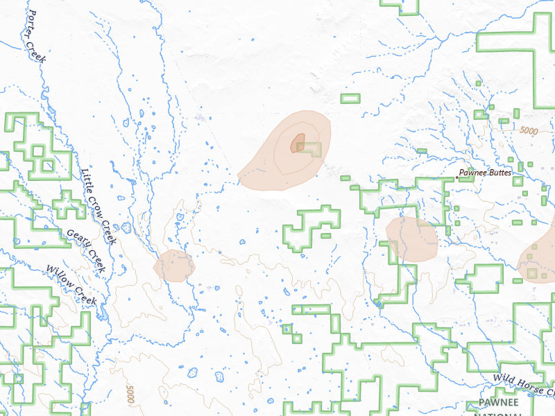 Radar-estimated hail-size map of the storm over Grover, CO on Aug 22, 2026