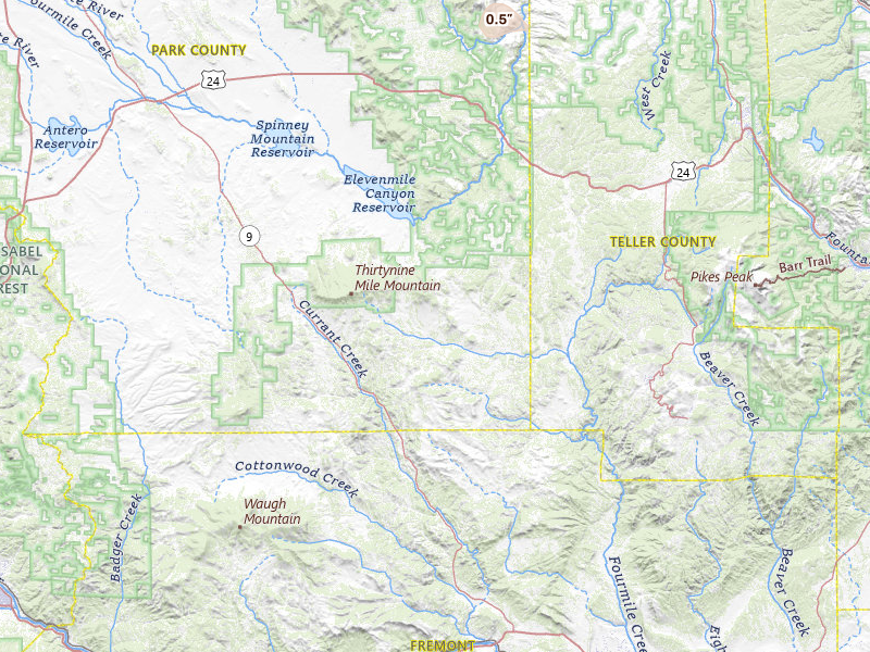 Radar-estimated hail-size map of the storm over Guffey, CO on May 28, 2026