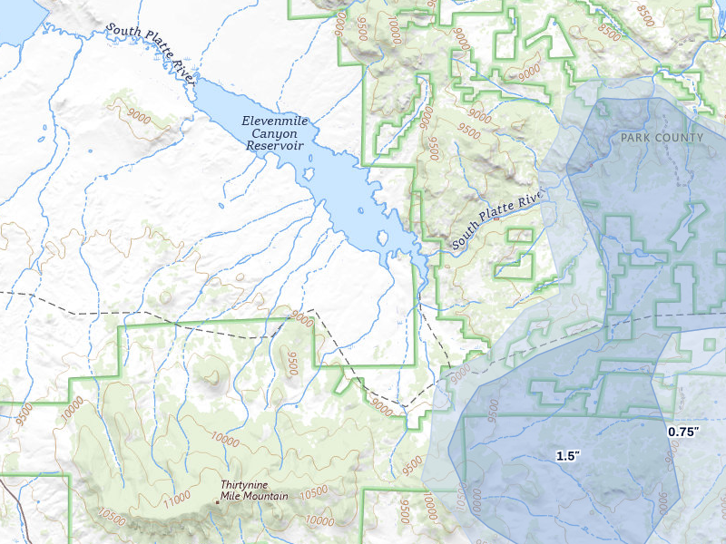NEXRAD radar-signature map of the hail storm over Guffey, CO on Jun 3, 2026
