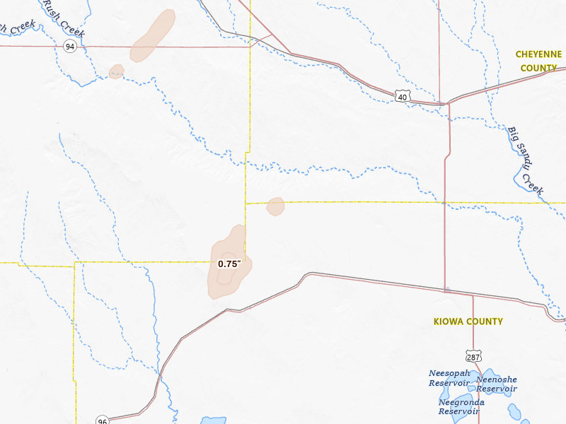 Radar-estimated hail-size map of the storm over Haswell, CO on Apr 11, 2026