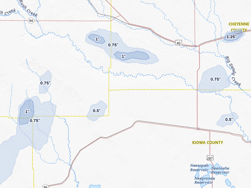 NEXRAD radar-signature map of the hail storm over Haswell, CO on Jul 29, 2026