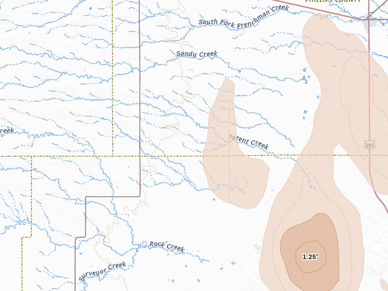 Radar-estimated hail-size map of the storm over Haxtun, CO on May 30, 2026