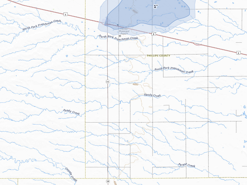 NEXRAD radar-signature map of the hail storm over Haxtun, CO on Aug 15, 2026