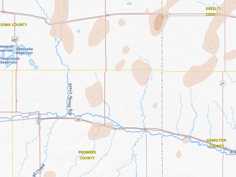 Radar-estimated hail-size map of the storm over Holly, CO on Aug 13, 2026