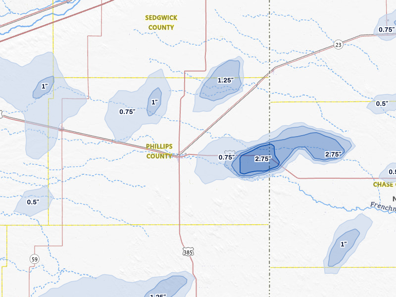 NEXRAD radar-signature map of the hail storm over Holyoke, CO on May 16, 2026