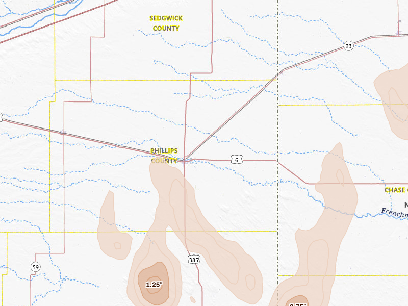 Radar-estimated hail-size map of the storm over Holyoke, CO on May 30, 2026