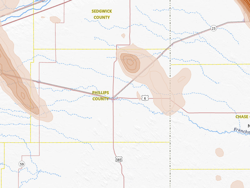 Radar-estimated hail-size map of the storm over Holyoke, CO on Jun 24, 2026