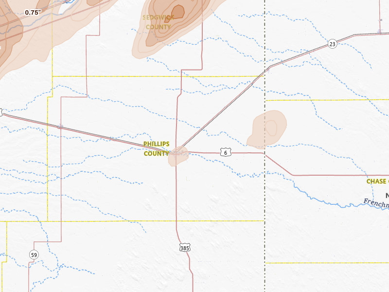 Radar-estimated hail-size map of the storm over Holyoke, CO on Jun 30, 2026