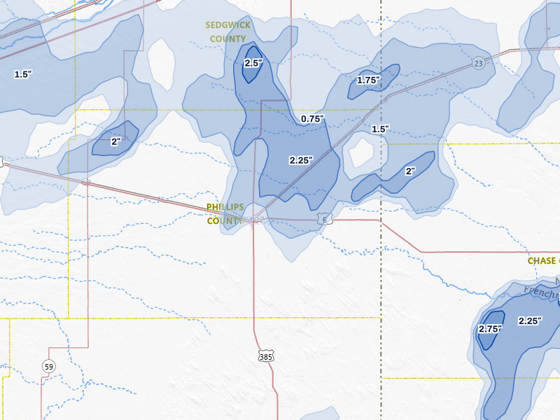 NEXRAD radar-signature map of the hail over Holyoke, CO