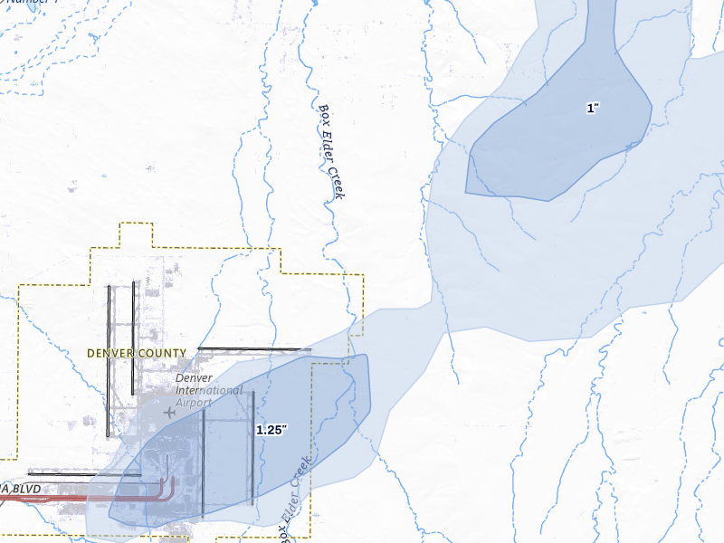 NEXRAD radar-signature map of the hail storm over Hudson, CO on Jul 10, 2026