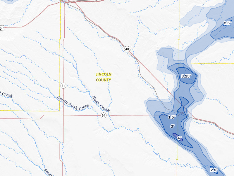 NEXRAD radar-signature map of the hail storm over Hugo, CO on Jun 26, 2026