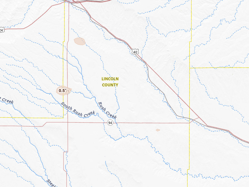 Radar-estimated hail-size map of the storm over Hugo, CO on Jul 9, 2026