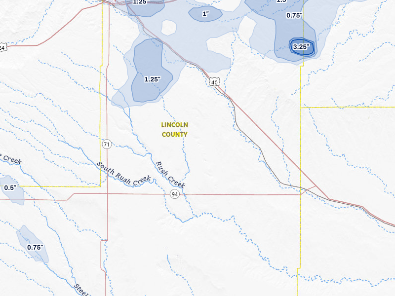 NEXRAD radar-signature map of the hail storm over Hugo, CO on Jul 22, 2026