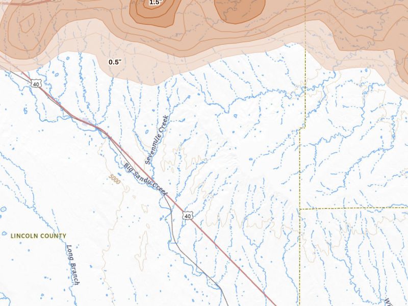Radar-estimated hail-size map of the storm over Hugo, CO