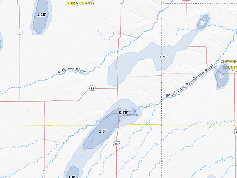 NEXRAD radar-signature map of the hail storm over Idalia, CO on May 29, 2026