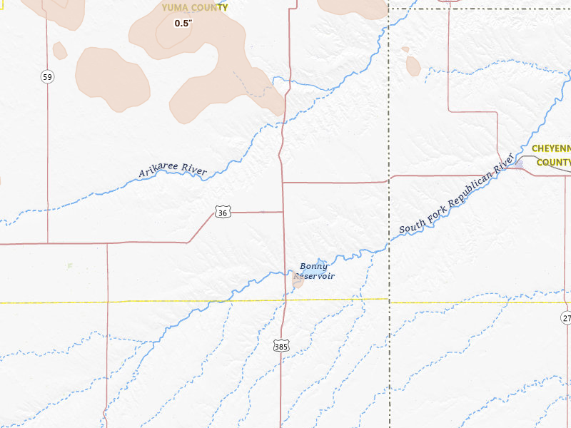 Radar-estimated hail-size map of the storm over Idalia, CO on Jun 24, 2026